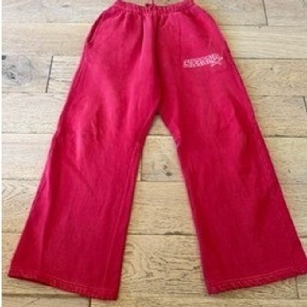 Cherry Los Angeles Parachute Sweatpants Medium Red‎ Wide Leg Cotton (1711)